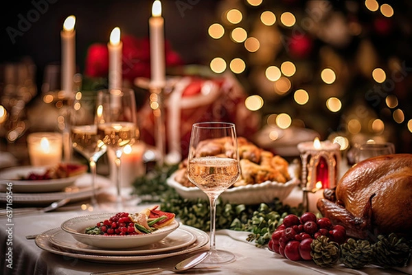Obraz Christmas dinner (AI Generated) 