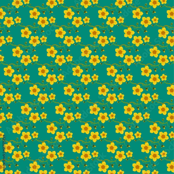 Obraz Seamless Flower Pattern based on Californian Giant Blazingstar for Florist, Natural Wellness, and Travel Related Themes