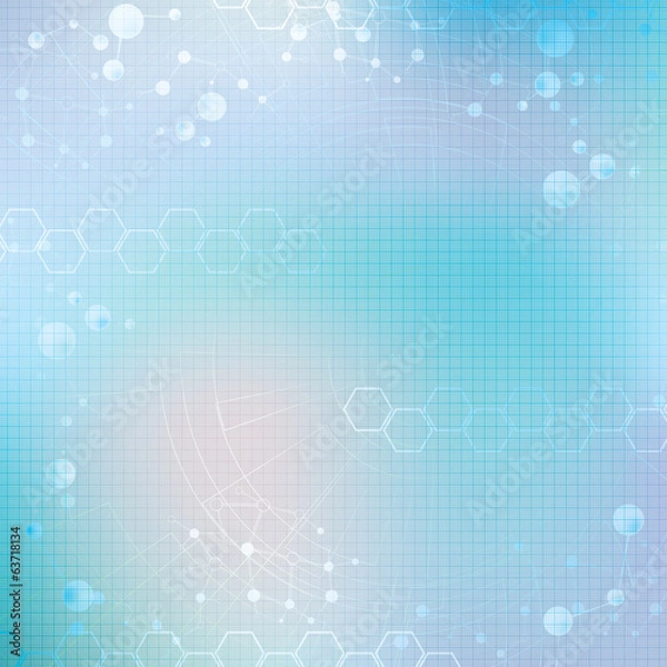 Obraz Abstract molecule blue green background