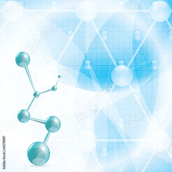 Obraz Abstract blue molecule background