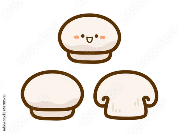 Fototapeta キノコのイラスト素材、ホワイトマッシュルームのイラスト