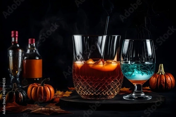 Fototapeta still life with wine and blue juice - Generative AI