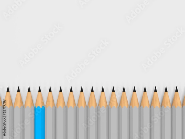 Obraz single color pencil show leadership in crowd