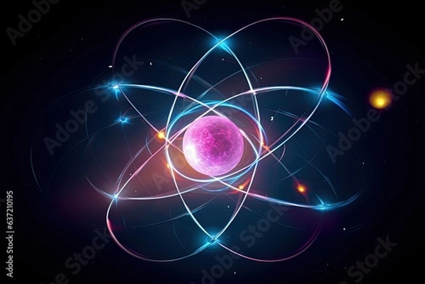 Fototapeta The atomic nucleus is the small, dense region consisting of protons and neutrons at the centre of an atom ,