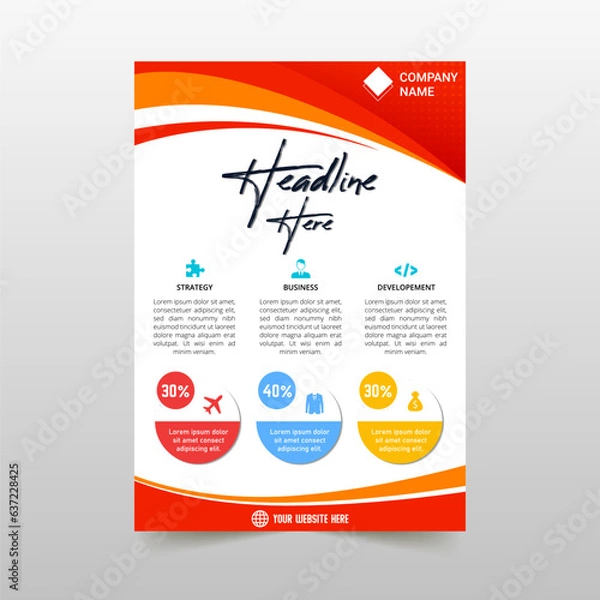 Obraz Modern Abstract Curved Red Flyer Template