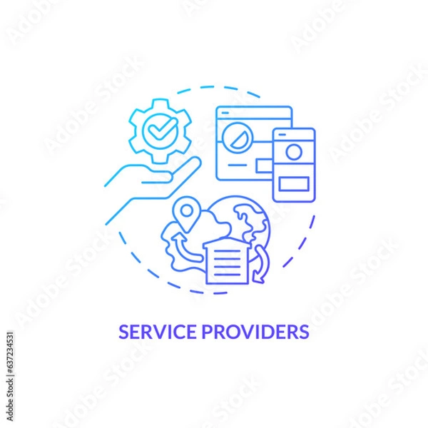Fototapeta 2D service providers gradient thin line icon concept, isolated vector, blue illustration representing vendor management.