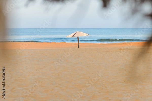 Obraz  Beach loungers, Relaxation, Beachside, Umbrellas,