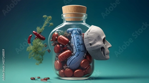 Fototapeta Illustration of medicine and organs inside a jar