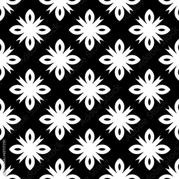 Fototapeta White background with black pattern. Seamless texture for fashion, textile design,  on wall paper, wrapping paper, fabrics and home decor. Simple repeat pattern.