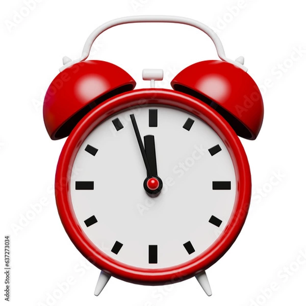 Obraz Small red alarm clock. Front view 3d rendering