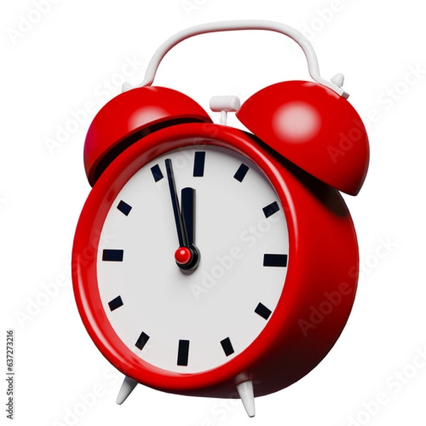 Obraz Small red alarm clock. Three quarter front view 3d rendering