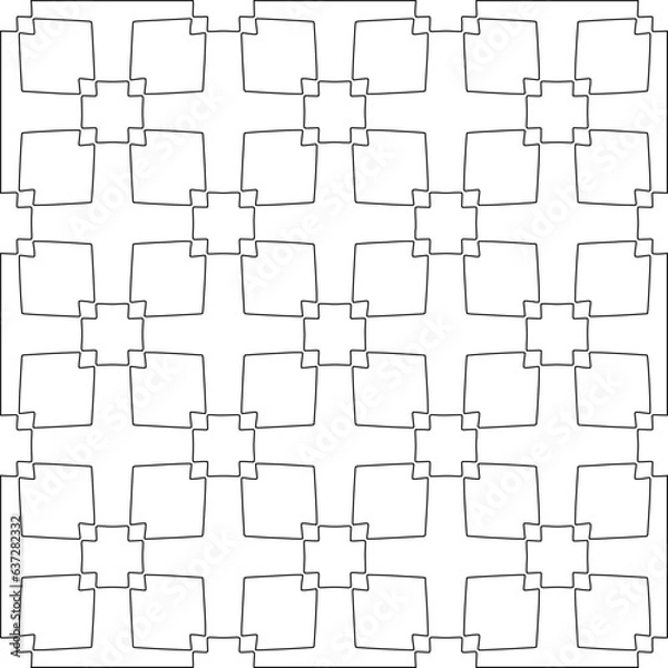 Obraz Vector pattern with symmetrical elements . Modern stylish abstract texture. Repeating geometric tiles from striped elements.Black and white pattern.