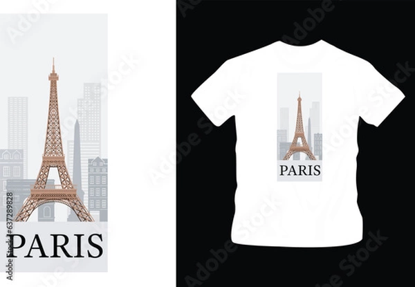 Obraz Illustration of famous landmark Eiffel tower t-shirt design editable template