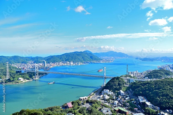 Fototapeta 火の山公園展望台から関門海峡を望む　山口県下関市