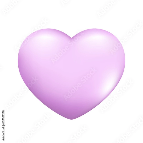 Fototapeta Realistic 3d purple heart. Decorative spring romantic icon, cartoon love symbol. Happy Valentines Day shape of glossy heart. Abstract vector illustration isolated on a white background