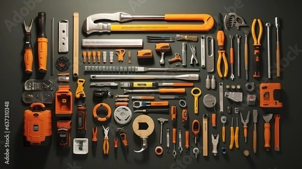 Obraz labour day flat lay workers tool