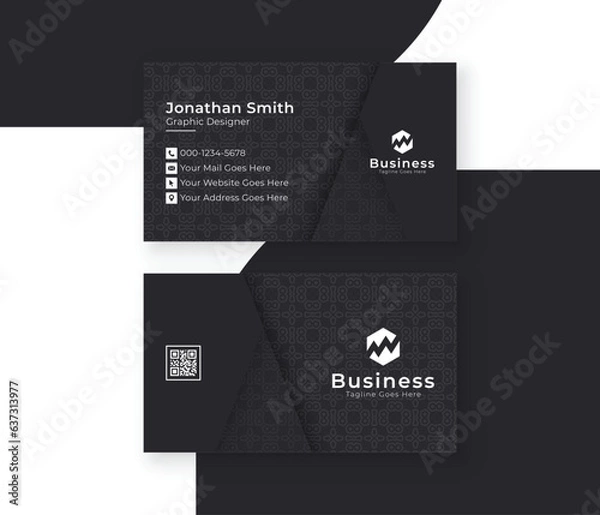 Fototapeta Modern business card design with seamless pattern