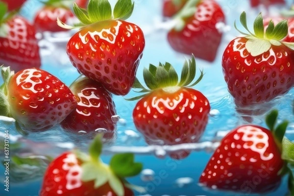 Obraz strawberry falling into water splash