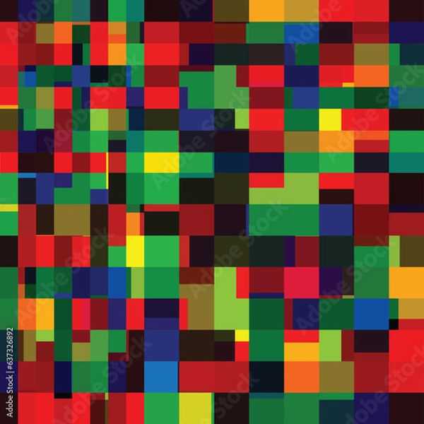 Fototapeta Abstract colorful square pattern, textile, fabric design. Geometric digital, technology, science background. Vector illustration.