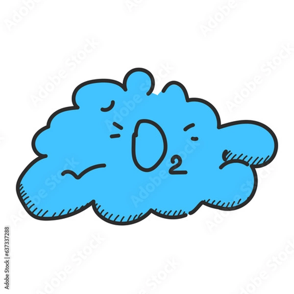 Fototapeta Oxygen cloud icon vector isolated. Cloud with o2 symbol inside. Chemical formula.