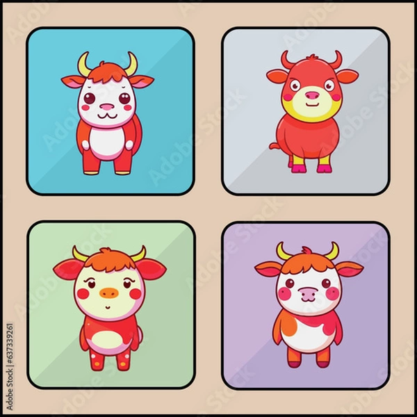 Fototapeta Cow cartoon icon set