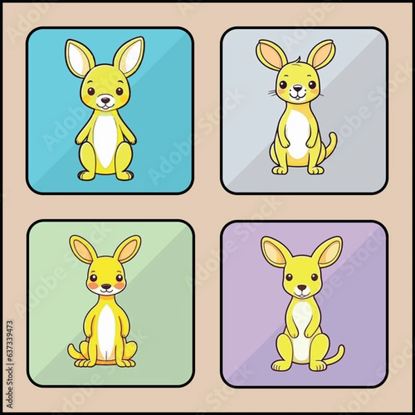 Fototapeta Kangaroo cartoon art icon set