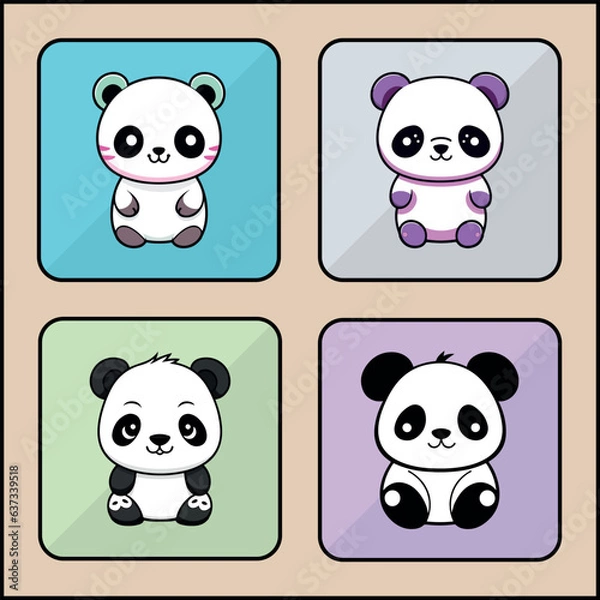 Fototapeta Panda cartoon art icon set