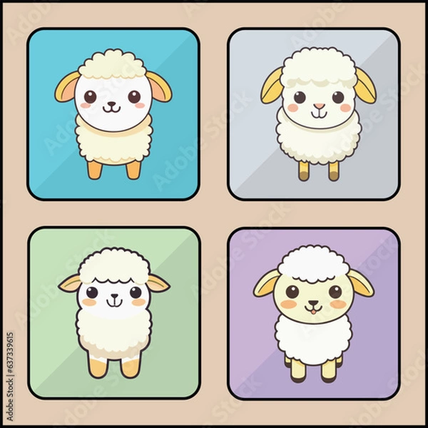 Fototapeta Sheep cartoon icon set