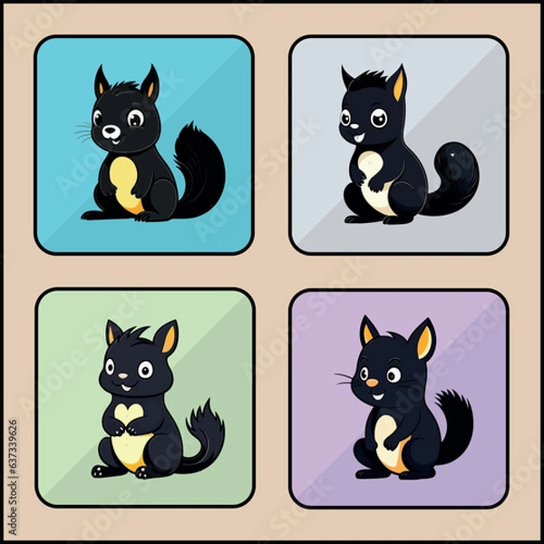 Fototapeta Squirrel cartoon art icon set