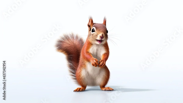 Obraz red squirrel on a white background