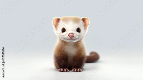 Fototapeta Young Raccoon Standing In Front And Facing At The Camera Isolated On White