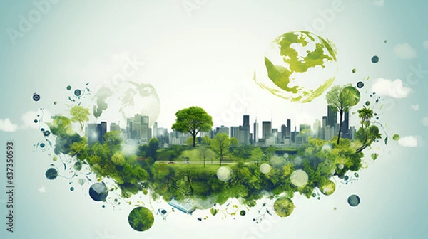 Obraz green city skyline