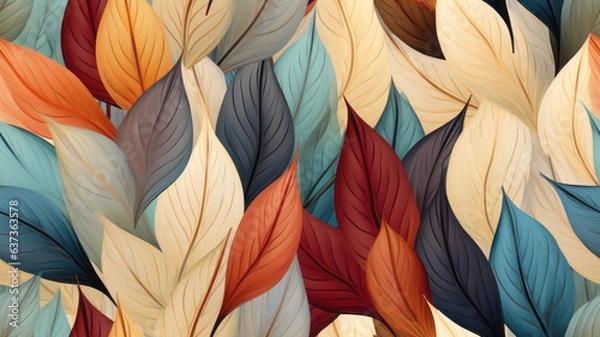 Fototapeta Stylized Leaf Pattern on Neutral Background