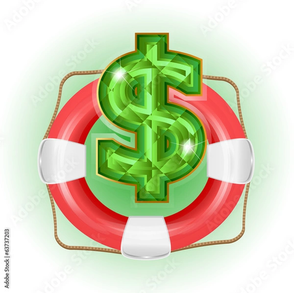 Obraz Lifesaver with dollar symbol