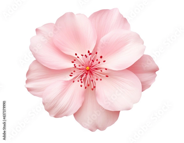 Obraz Beautiful and photorealistic, pink flower blossom on transparent background. Bloom, plant. PNG. Close-up view. Cut out element. Generative AI.