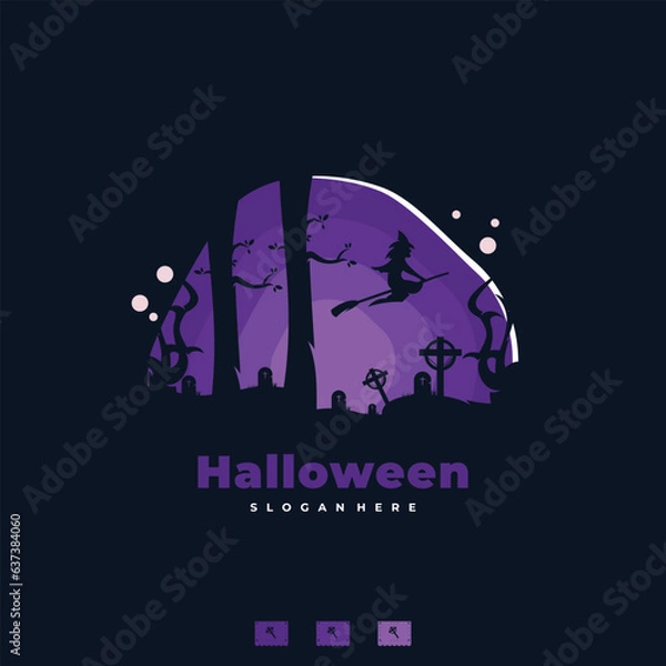 Obraz halloween logo design vector illustration