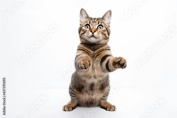 Obraz a cat standing up with its paws up