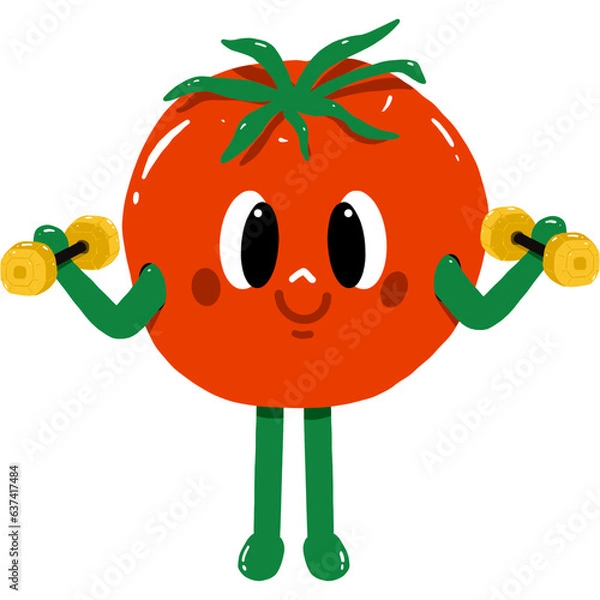 Obraz Tomato character cartoon exercise 