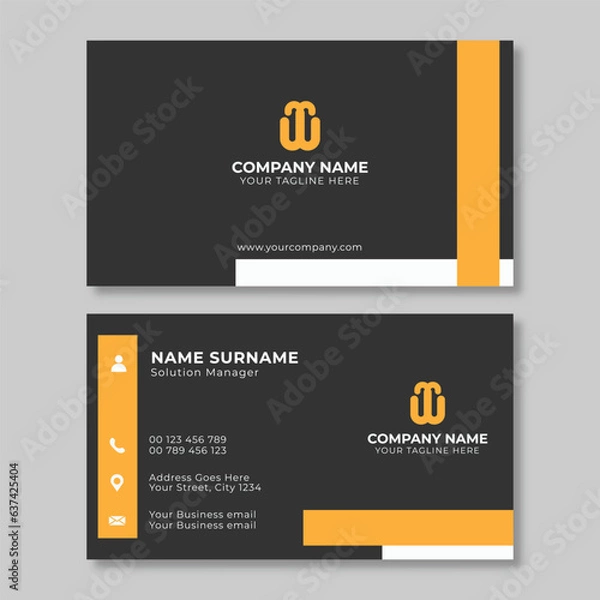 Obraz Simple abstract business card with orange and black color design