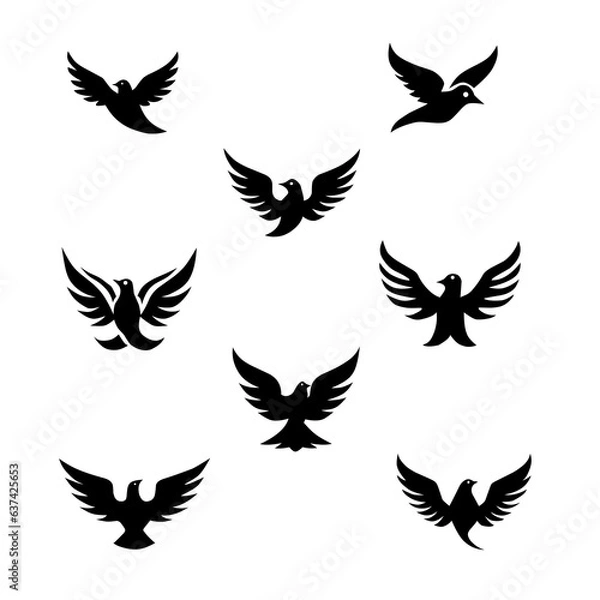Obraz Bird vector Logo collection in black color on white background