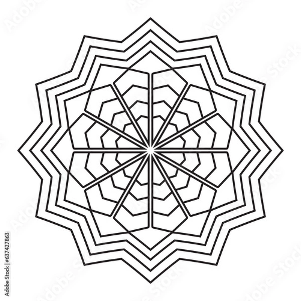 Obraz Easy Mandala Flowers Design. Elegant Simple mandala page intricate lines patterns wall art, invitations, tattoo, designs, basic mandalas Coloring page