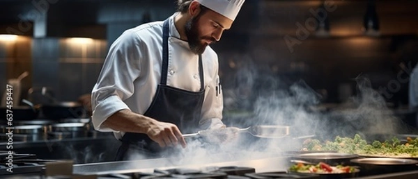 Obraz chef preparing food in the restaurant 