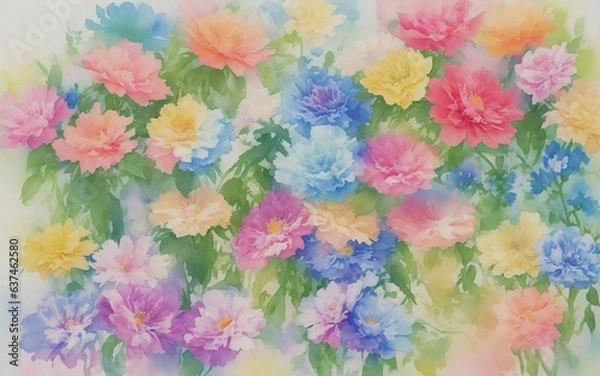 Fototapeta watercolor background with flowers