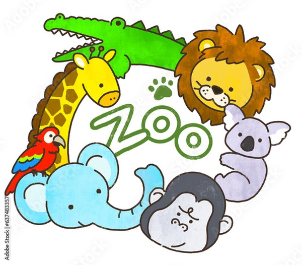 Fototapeta 動物園　動物のかわいいフレーム