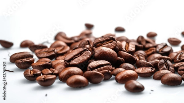 Fototapeta Coffee beans on white background