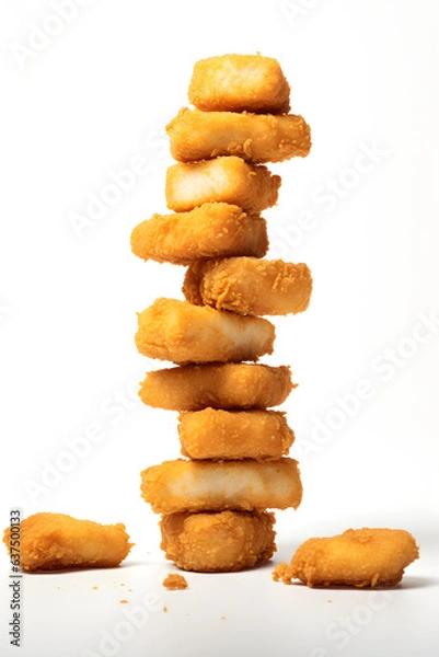 Fototapeta Fried chicken nuggets on a white background