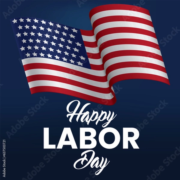 Obraz happy labor day waving flags vector