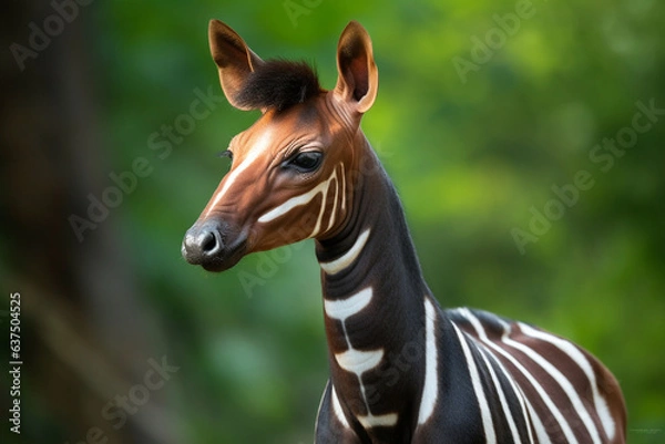 Obraz Okapi. Listed as endangered in IUCN Red List.