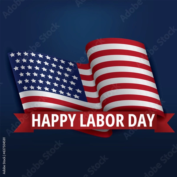 Obraz happy labor day america flag and ribbon