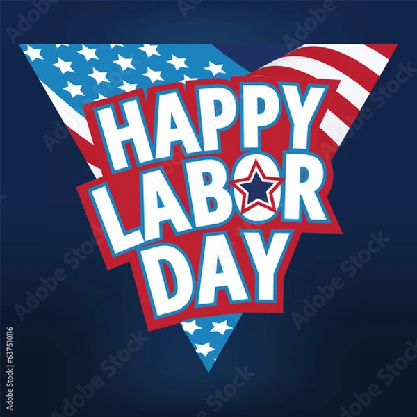 Obraz happy labor day USA triangle flags vector